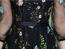 Load image into Gallery viewer, Floral Prom Dress 2023 Illusion Neck Embroidery Tulle