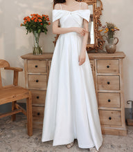 Load image into Gallery viewer, White Prom Dress 2023 Off the Shoulder Corset Back Satin