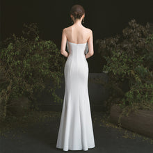 Load image into Gallery viewer, White Prom Dress 2023 Strapless Satin with Bow(s) Zipper Up