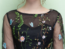 Load image into Gallery viewer, Floral Prom Dress 2023 Illusion Neck Embroidery Tulle