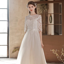 Load image into Gallery viewer, White Prom Dress 2023 Jewel Neck Tulle Zipper Up