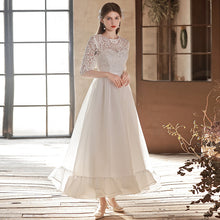 Load image into Gallery viewer, White Prom Dress 2023 Jewel Neck Tulle Zipper Up