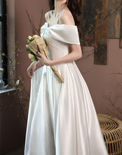 Load image into Gallery viewer, White Prom Dress 2023 Off the Shoulder Corset Back Satin