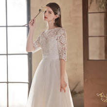 Load image into Gallery viewer, White Prom Dress 2023 Jewel Neck Tulle Zipper Up