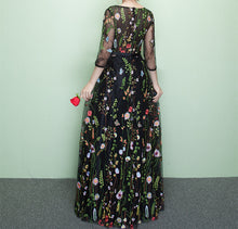 Load image into Gallery viewer, Floral Prom Dress 2023 Illusion Neck Embroidery Tulle