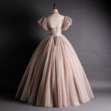 Load image into Gallery viewer, Pink Prom Dress 2023 Illusion Puffy Sleeves Fairy