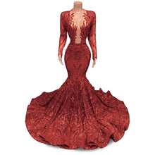 Load image into Gallery viewer, Black Girl Prom Dress 2023 Sequin with Long Sleeves