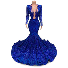 Load image into Gallery viewer, Black Girl Prom Dress 2023 Sequin with Long Sleeves