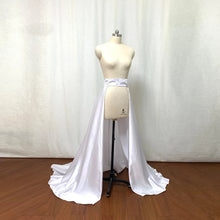 Load image into Gallery viewer, White Detachable Overskirt Satin Bridal Skirt Floor Length Wedding Skirt
