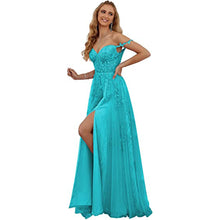 Load image into Gallery viewer, Lace Appliques Prom Dresses 2023 Spaghetti Straps Slit