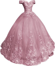 Load image into Gallery viewer, Prom Dresses 2023 for Women Ball Gown Quinceanera Dress Off the Shoulder Appliques