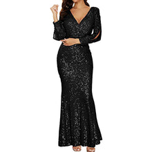 Load image into Gallery viewer, Prom Dresses 2023 with Long Sleeves V Neck Sequin