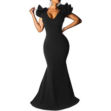 Load image into Gallery viewer, Prom Dresses 2023 with Ruffle Sleeves V Back Mermaid