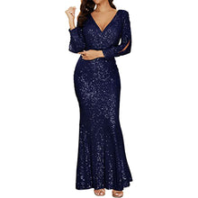 Load image into Gallery viewer, Prom Dresses 2023 with Long Sleeves V Neck Sequin