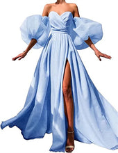 Load image into Gallery viewer, Prom Dresses 2023 with Puffy Sleeves Glitter Split Pleats