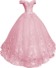 Load image into Gallery viewer, Prom Dresses 2023 for Women Ball Gown Quinceanera Dress Off the Shoulder Appliques