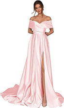 Load image into Gallery viewer, Prom Dresses 2023 for Women Ball Gown Off the Shoulder Satin with Split