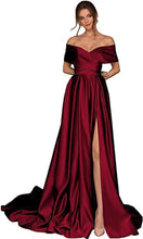 Load image into Gallery viewer, Prom Dresses 2023 for Women Ball Gown Off the Shoulder Satin with Split