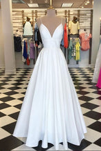 Load image into Gallery viewer, White Prom Dress 2023 Spaghetti Straps Solid Color with Pleats