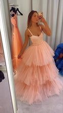 Load image into Gallery viewer, Blush Prom Dress 2023 Spaghtti Straps Puffy 3 Layers