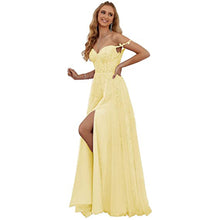 Load image into Gallery viewer, Lace Appliques Prom Dresses 2023 Spaghetti Straps Slit