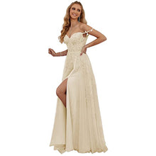 Load image into Gallery viewer, Lace Appliques Prom Dresses 2023 Spaghetti Straps Slit