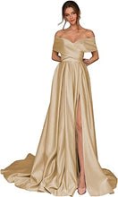 Load image into Gallery viewer, Prom Dresses 2023 for Women Ball Gown Off the Shoulder Satin with Split