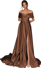 Load image into Gallery viewer, Prom Dresses 2023 for Women Ball Gown Off the Shoulder Satin with Split