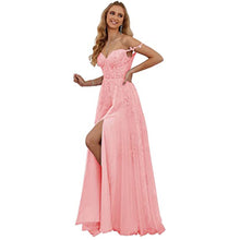 Load image into Gallery viewer, Lace Appliques Prom Dresses 2023 Spaghetti Straps Slit