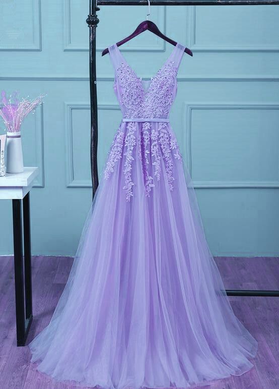 Unique Prom Dress 2023 V Neck Corset Back Appliques DCdress