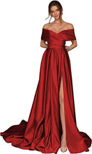 Load image into Gallery viewer, Prom Dresses 2023 for Women Ball Gown Off the Shoulder Satin with Split