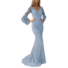 Load image into Gallery viewer, Lace Appliques Prom Dresses 2023 Illusion Sleeves V Neck