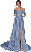 Load image into Gallery viewer, Prom Dresses 2023 for Women Ball Gown Off the Shoulder Satin with Split