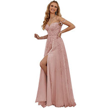 Load image into Gallery viewer, Lace Appliques Prom Dresses 2023 Spaghetti Straps Slit