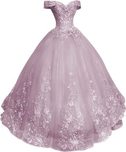 Load image into Gallery viewer, Prom Dresses 2023 for Women Ball Gown Quinceanera Dress Off the Shoulder Appliques