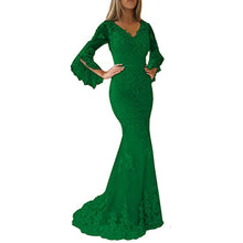 Load image into Gallery viewer, Lace Appliques Prom Dresses 2023 Illusion Sleeves V Neck