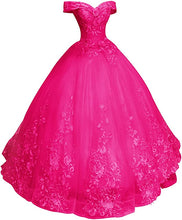 Load image into Gallery viewer, Prom Dresses 2023 for Women Ball Gown Quinceanera Dress Off the Shoulder Appliques