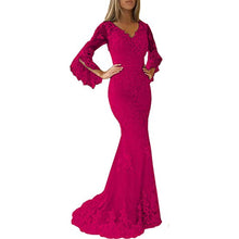 Load image into Gallery viewer, Lace Appliques Prom Dresses 2023 Illusion Sleeves V Neck