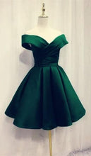 Load image into Gallery viewer, Green Satin Short Homecoming Dress 2022
