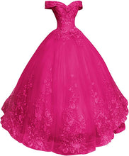 Load image into Gallery viewer, Prom Dresses 2023 for Women Ball Gown Quinceanera Dress Off the Shoulder Appliques