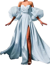 Load image into Gallery viewer, Prom Dresses 2023 with Puffy Sleeves Glitter Split Pleats