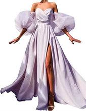 Load image into Gallery viewer, Prom Dresses 2023 with Puffy Sleeves Glitter Split Pleats