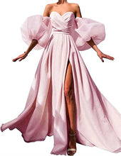 Load image into Gallery viewer, Prom Dresses 2023 with Puffy Sleeves Glitter Split Pleats