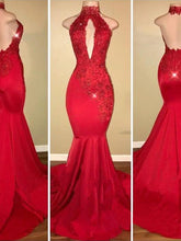 Load image into Gallery viewer, Red Prom Dress 2023 Halter Neck Sleeveless Hollow