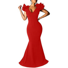 Load image into Gallery viewer, Prom Dresses 2023 with Ruffle Sleeves V Back Mermaid