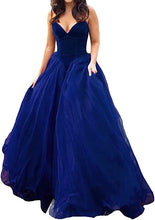 Load image into Gallery viewer, Prom Dresses 2023 for Women Ball Gown Strapless Velvet Tulle Puffy Corset