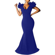 Load image into Gallery viewer, Prom Dresses 2023 with Ruffle Sleeves V Back Mermaid