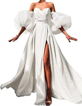 Load image into Gallery viewer, Prom Dresses 2023 with Puffy Sleeves Glitter Split Pleats