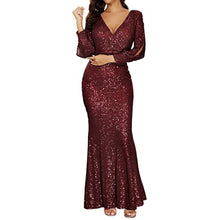 Load image into Gallery viewer, Prom Dresses 2023 with Long Sleeves V Neck Sequin