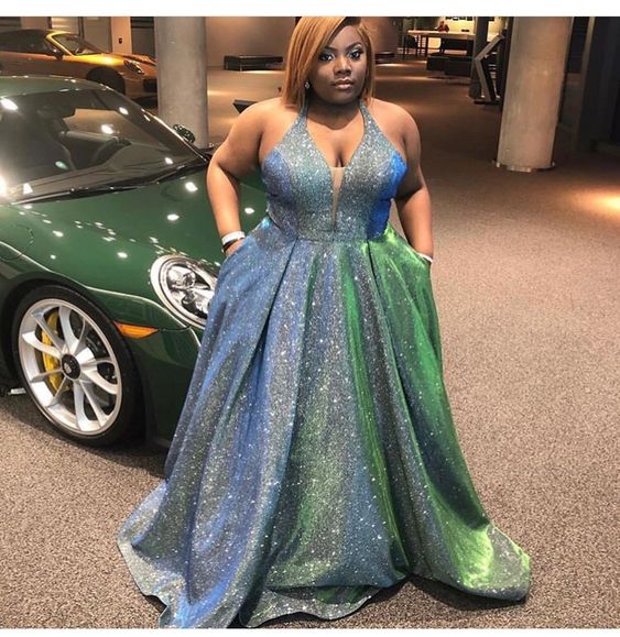 Plus Size Prom Dress 2023 Black Girls Slay Halter Neck Sequin with Poc DCdress Plus Size Prom Dress 2023 Black Girls Slay Halter Neck Sequin with Poc DCdress